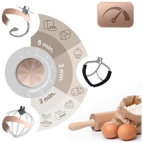 Berdsen 1400 W BD-756 3-v-1 planetárny mixér kuchynský robot 6 l Farba: strieborno-zlatý