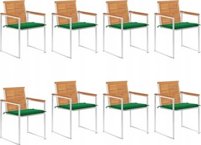 vidaXL Záhradné stoličky 8 ks s podložkami akáciový masív