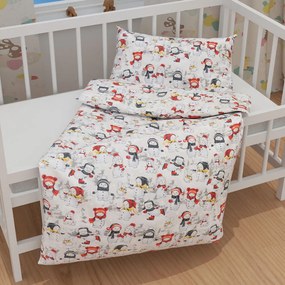 Biante Detské bavlnené posteľné obliečky do postieľky Sandra SA-661 Sněhuláci na světle šedém Do postieľky 90x120 a 40x60 cm