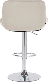Barová stolička Solon - zamat, chróm rám - krémová