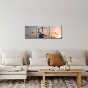 Obraz veterného mlyna (s hodinami) (90x30 cm)