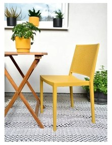 Žltá plastová záhradná stolička Grid – Rojaplast