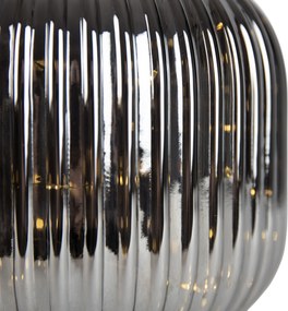 Stolná lampa Art Deco čierna s dymovým sklom vrátane svetelnej šnúry E27 - Karel