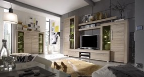 Obývacia stena Boom, dub sonoma, s osvetlením