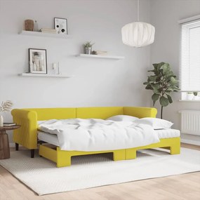 Rozkladacia denná posteľ s matracmi žltá 80x200 cm zamat 3197793