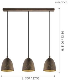 Eglo 49871 - Závesné svietidlo SAFI 3xE27/60W