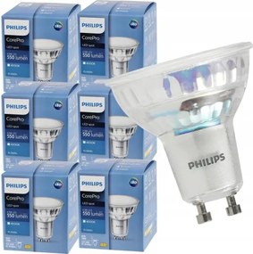 6x LED žiarovka GU10 4,9W 550lm 4000k neutrálna biela