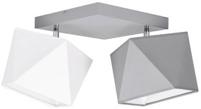 Stropné svietidlo Diamond, 2x biele textilné tienidlo, biela konštrukcia (možnosť polohovania)