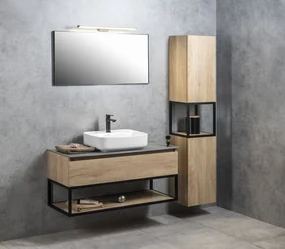 Sapho Sapho, SKARA umývadlová skrinka 100x49,5x46,5cm, čierna mat/dub Collingwood, CG004-1919