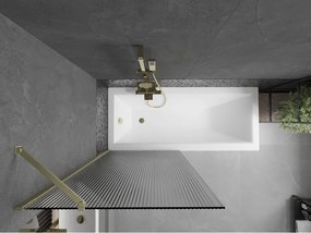 Mexen Next, 1-krídlová vaňová zástena 80 x 150 cm, 6mm sklo Ribs, zlatá matná, 895-080-000-00-09-55