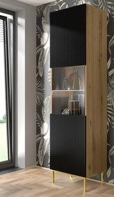 Vitrína 1DS Rowanna (dub artisan + čierna + zlatá). Akcia -20%. Vlastná spoľahlivá doprava až k Vám domov. 1124994