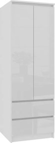 Skriňa STAR S 60 cm 2D 2SZ biela / biela lesk