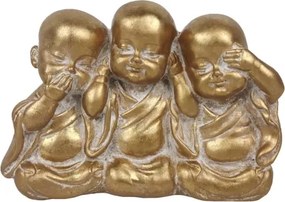 Dekoračná soška Traja Budhovia 13 cm, zlatá%