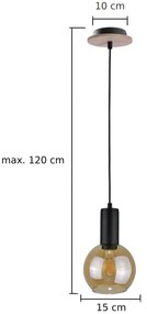 Luster na lanku JANTAR WOOD 1xE27/60W/230V