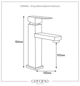 Cerano Ambrozia, umývadlová batéria h-184, čierna matná, CER-CER-428551