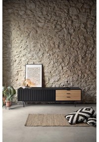 TV stolík v dekore duba v čierno-prírodnej farbe 180x52 cm Sierra – Teulat