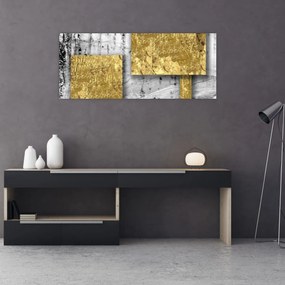 Obraz - Zlaté štvorce N⁰3 (120x50 cm)