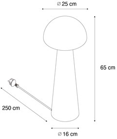Vonkajšia stojaca lampa čierna 65 cm - Mushroom