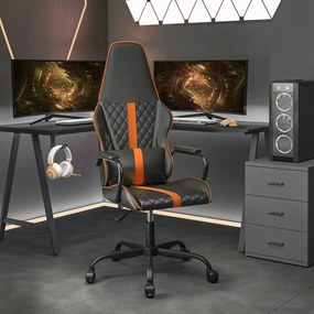 Masážna herná stolička oranžovo-čierna umelá koža 345563