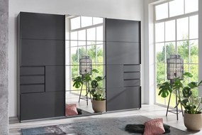 Šatníková skriňa so zrkadlom Saigon 270 cm, grafit