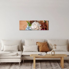 Obraz prúteného koša (s hodinami) (90x30 cm)