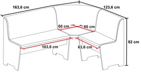Nabytekmorava Jedálenská rohová lavica farba lamina: biela 113, čalúnenie vo farbe: Mega 31 béžová