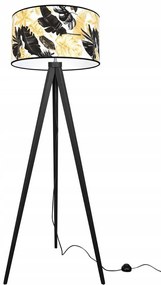 Stojacia lampa Gold Flowers, 1x biele textilné tienidlo s kvetinovým vzorom, (výber zo 4 farieb konštrukcie), (fi 35cm)