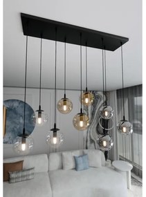 Luster na lanku COSMO 9xE14/10W/230V čierna/šedá/béžová/číra