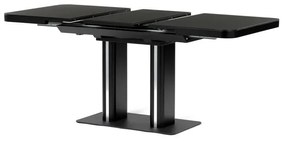 Stůl jídelní rozkládací, 120+40x80x75 cm, MDf, tvrzené sklo, černá