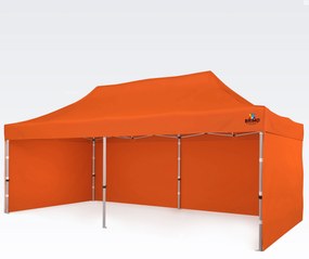 BRIMO Nožnicový párty stan EXCLUSIVE ALU 3x6 m s 3 stenami oranžový