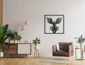 drevko 3D obraz Vták - ohnivák a stromy Rozmer obrazu: 31 x 32,5 cm, Farba dekorácie: Čierna