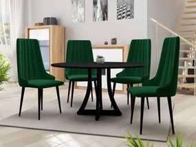 Okrúhly stôl Dagerto FI 120 so 4 stoličkami ST93 03, Farby: biely lesk / čierny lesk, Potah: Magic Velvet 2250