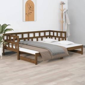 Rozkladacia denná posteľ medová borovicový masív 2x(80x200) cm