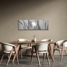 Obraz - Lúka pri západe slnka (s hodinami) (90x30 cm)
