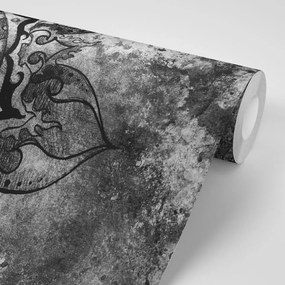Samolepiaca tapeta čiernobiela Mandala - 150x100