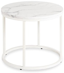 AGNES okrúhly konferenčný stolík, biely mramor/biela