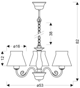 Luster na reťazi ZEFIR 3xE27/40W/230V