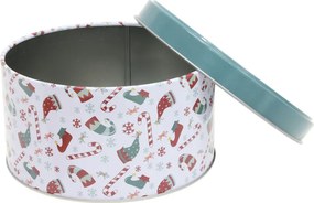 VERK GROUP Sada 3 ks plechových vianočných guľatých boxov X-MASS