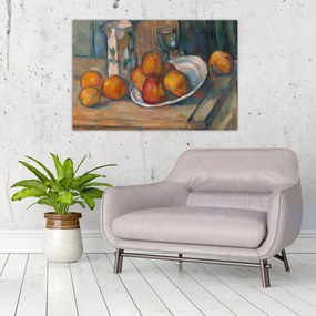 Obraz - Paul Cézanne, Still Life with Milk Jug and Fruit, reprodukcia (90x60 cm)