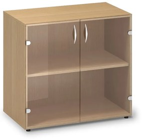 Nízka sklenená skriňa ProOffice 80 x 45,8 x 73,5 cm, buk