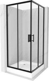 Mexen Rio štvorcový sprchovací kút 90 x 90 cm, transparentný, čierny + sprchová vanička, biela - 860-090-090-70-00-4510