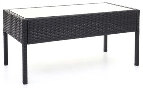 Záhradná súprava 2 kresiel, pohovky a stolíka HWC-F56 - čierna, krémové vankúše