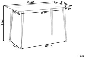 Jedálenský stôl so sklenenou doskou 120 x 70 cm strieborný WINSTON Beliani
