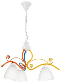 Luster na reťazi RETRO 3xE27/60W/230V biela/pestrofarebná