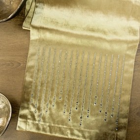 Dekorstudio Behúň na stôl ROYAL 3 z lesklého zamatu s kamienkami v zlatej farbe Rozmer behúňa (šírka x dĺžka): 35x140cm