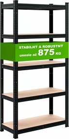 Regál s vysokou nosnosťou HEAVY, max. 875kg, 90x40x180cm, čierna Jurhan