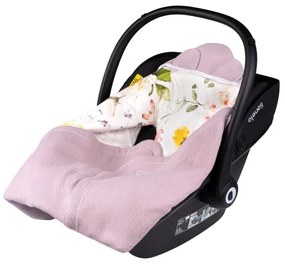 Lionelo - Zavinovačka do autosedačky TRAVEL SWADDLE 90x90 cm Ružový kvet