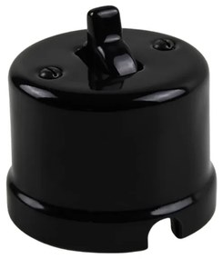 Elhard Nástenný keramický vypínač s páčkou č.6, čierny KN1206B