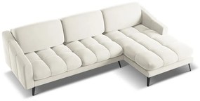 Krémovobiela zamatová rohová pohovka (pravý roh) Nalu – Makamii