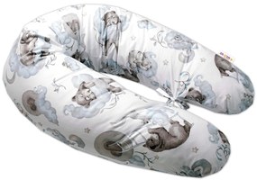 Dojčiace bavlnený vankúš - relaxačná poduška Baby Nellys, Zvieratká na mráčiku, modrý